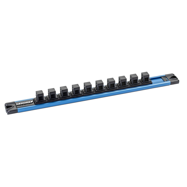 Gedore Dopsleutelrail 1/2" magnetisch, 10 plaatsen, leeg, Flip-Lock vergrendeling, 340 mm, ook schroefbaar - SL 1910