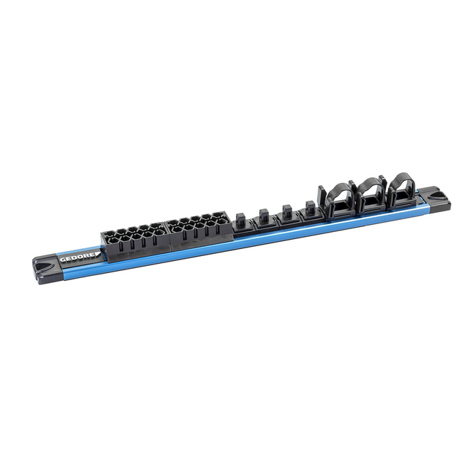Gedore Dopsleutelrail 1/4" magnetisch, 10 plaatsen, leeg, Flip-Lock vergrendeling, 340 mm, ook schroefbaar - SL 2012