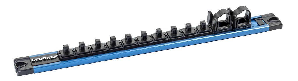 Gedore Bit- en dopsleutelrail 1/4" magnetisch, 20 bits + 4 doppen, leeg, Flip-Lock, 3 houders, 340 mm - SL 6620, foto 2 van 3