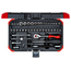 Gedore RED Dopsleutelset 1/4" SW 4-14 mm 46-delig met 2C-ratel 72 tanden, bits SL/PH/PZ/TX/zeskant, cardan, koffer - R49003046