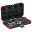 Gedore RED Steckschlüsselsatz 1/4" SW 4-14 mm 46-teilig mit 2K-Knarre 72 Zähne, Bits SL/PH/PZ/TX/Sechskant, Koffer - R49003046