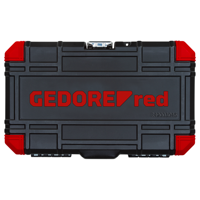 Gedore RED Steckschlüsselsatz 1/4" SW 4-14 mm 46-teilig mit 2K-Knarre 72 Zähne, Bits SL/PH/PZ/TX/Sechskant, Koffer - R49003046