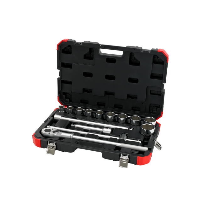 Gedore RED Steckschlüsselsatz 3/4" SW 22-50 mm 14-teilig mit Umschaltknarre 510 mm, Verlängerungen, Quergriff, Koffer - R78004014