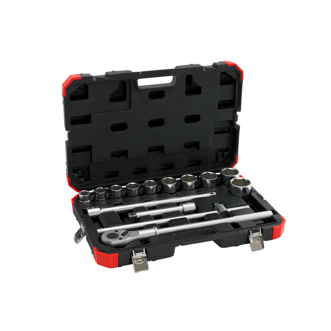 Gedore RED Steckschlüsselsatz 3/4" SW 22-50 mm 14-teilig mit Umschaltknarre 510 mm, Verlängerungen, Quergriff, Koffer - R78004014