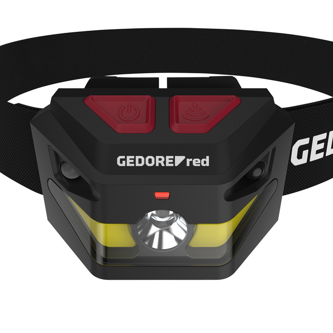 Gedore RED Stirnlampe LED + COB 260 lm, über USB-C aufladbar, 4 Leuchtstufen, 45° neigbar, IP54, IK07 - R95500058