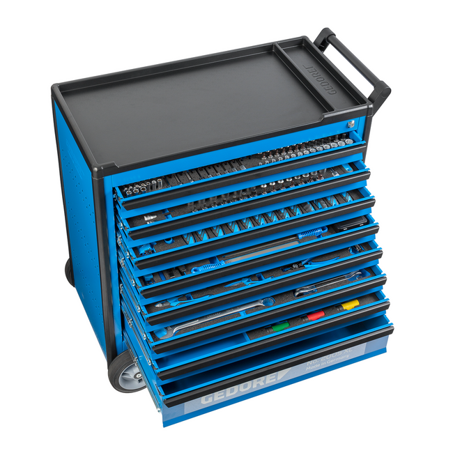 Gedore Gereedschapswagen XL met 7 laden en gereedschapassortiment personenauto 466-delig, Check-Tool, blauw - 2005 XL-S-466