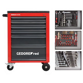 Gedore RED Werkstattwagen MECHANIC rot 6 Schubladen, 129-teilig