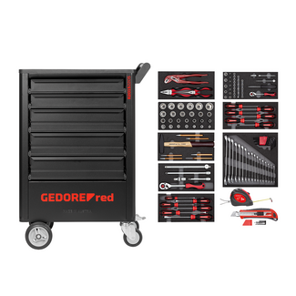 Gedore RED Tool cart GEDWorker 5 drawers, 119-piece