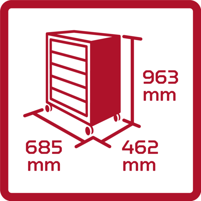 Gedore RED Gereedschapswagen GEDWorker met 5 laden en gereedschapset 119-delig in schuimstofmodules, Check-Tool - R21562005
