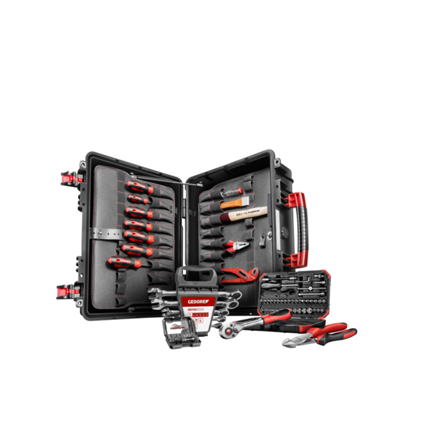Gedore RED Gereedschapskoffer MEISTER XL 101-delig: bitbox, dopsleutelset 1/4" 46-delig, ratelsleutels, tangen - R21652101