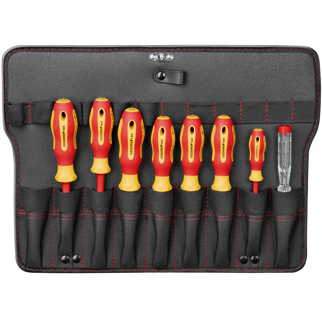 Gedore RED Gereedschapskoffer elektricien 89-delig: VDE-schroevendraaiers en -tangen, striptang, dopsleutelset 1/4" - R21652089