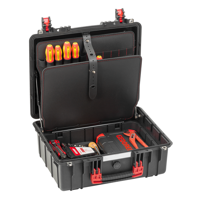 Gedore RED Gereedschapskoffer elektricien 89-delig: VDE-schroevendraaiers en -tangen, striptang, dopsleutelset 1/4" - R21652089