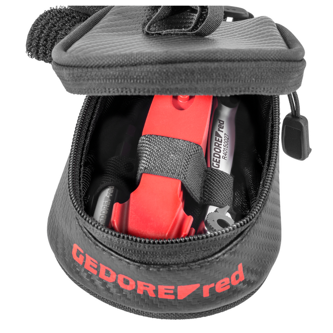 Gedore RED Fietsgereedschapset onderweg 13-delig: bandenlichters, bits, dop 10 mm, ratel 1/4", compacte tas - R21702013