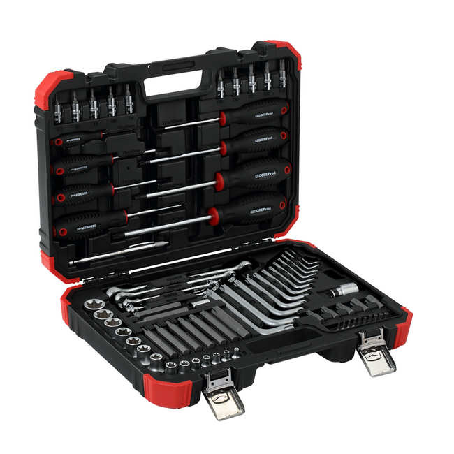 Gedore RED TX-schroefgereedschapset 1/4" + 1/2" 75-delig: TX-doppen E4-E24, bits T7-T60, schroevendraaiers, sleutels - R68003075