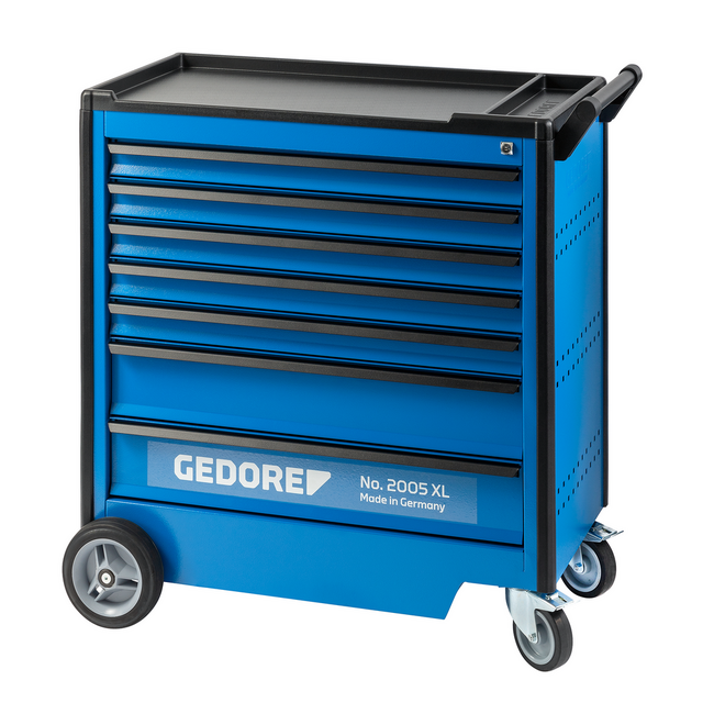 Gedore Gereedschapswagen XL 1021 x 605 x 1020 mm met 7 laden, leeg, 60 kg per lade, afsluitbaar, RAL 5017 - 2005 XL 0520