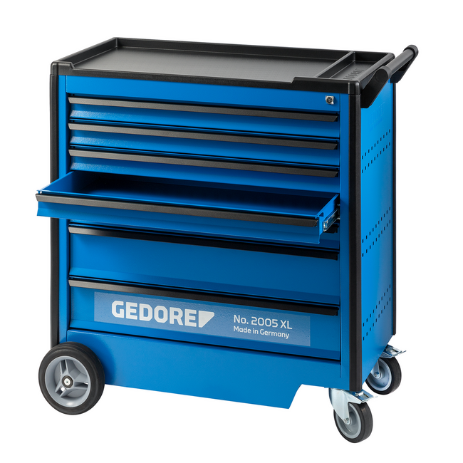 Gedore Gereedschapswagen XL 1021 x 605 x 1020 mm met 7 laden, leeg, 60 kg per lade, afsluitbaar, RAL 5017 - 2005 XL 0520