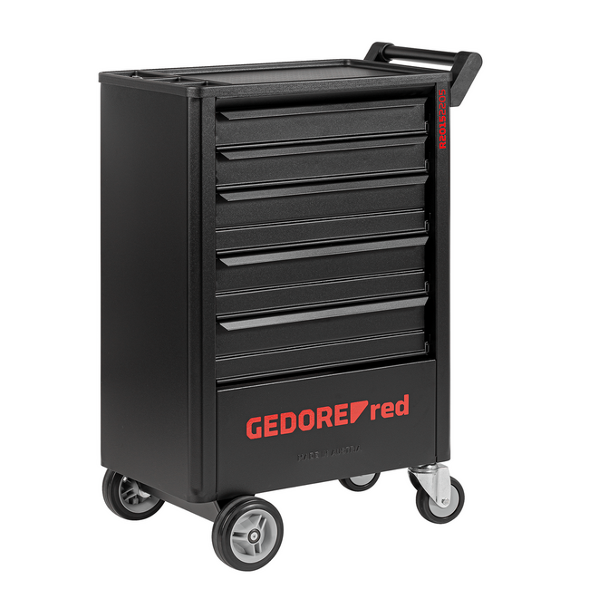 Gedore RED Gereedschapswagen GEDWorker 963 x 685 x 462 mm met 5 laden, leeg, 20 kg per lade, afsluitbaar, zwart - R20152205