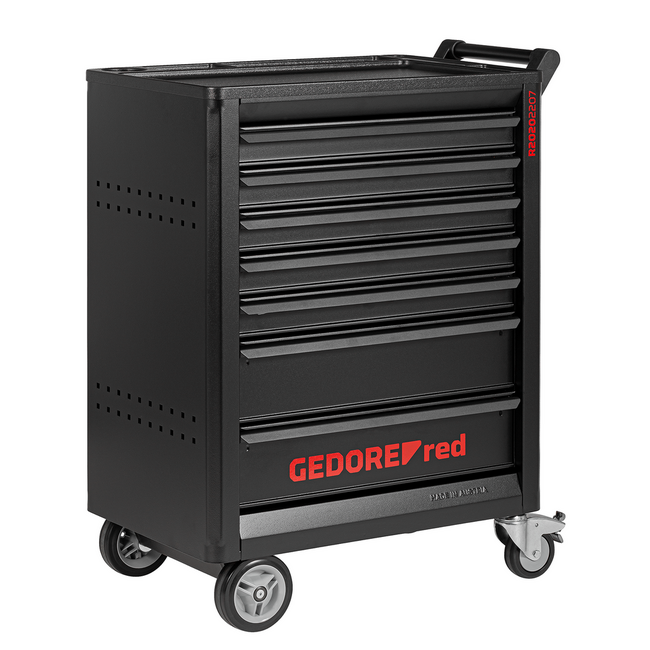 Gedore RED Werkstattwagen GEDMaster 999 x 790 x 470 mm mit 7 Schubladen, leer, 40 kg je Schublade, abschließbar, schwarz - R20202207