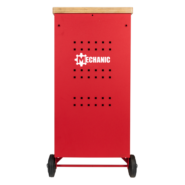 Gedore RED Werkstattwagen MECHANIC PLUS 988 x 431 x 935 mm, 6 Schubladen und Schrank, Holzarbeitsplatte, abschließbar - R20400006