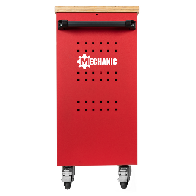 Gedore RED Werkstattwagen MECHANIC PLUS 988 x 431 x 935 mm, 6 Schubladen und Schrank, Holzarbeitsplatte, abschließbar - R20400006