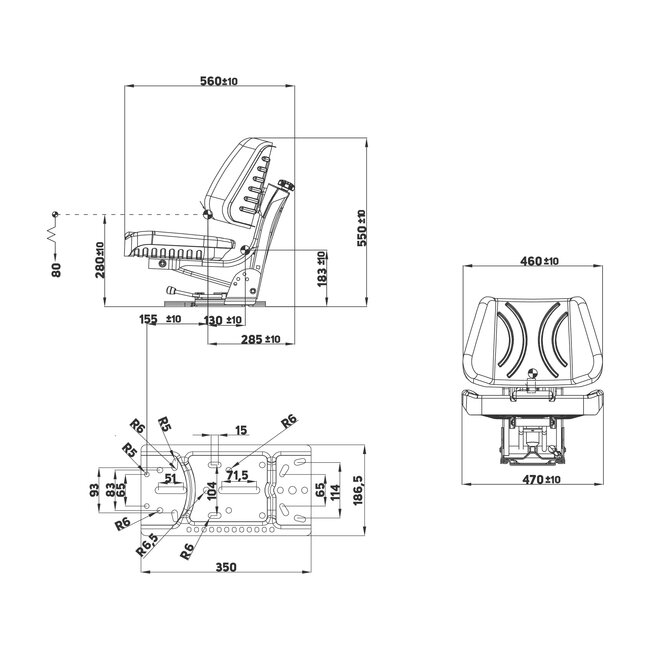 METARO Mechanisch gefederter Sitz aus PVC