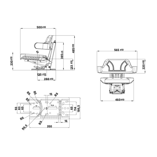 METARO Mechanisch gefederter Traktorsitz John Deere – PVC mit Armlehnen
