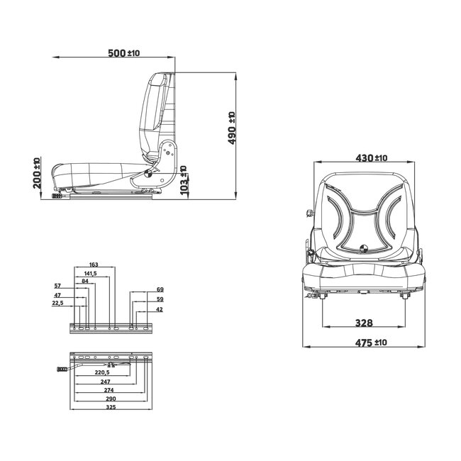 METARO Mechanically suspended forklift seat B12 PVC