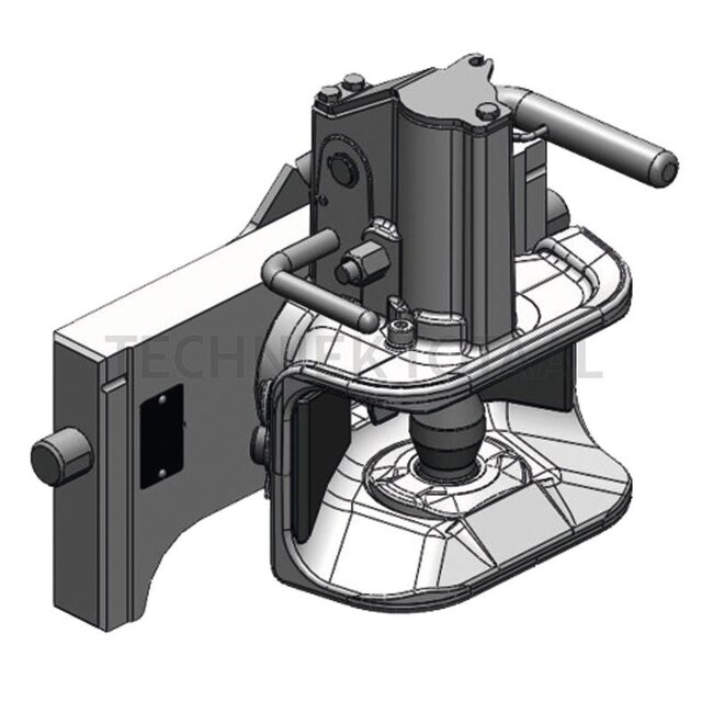 Scharmüller Zugmaul Automatisch - 777033203271, 3.3203.271-A02, 03.3203.271-A02 | Schienenbreite: 320 mm | Rastbolzen Ø: 25 mm | Führungsbreite: 38 mm | Kuppelbolzen: 38 mm | Stützlast: 2000 kg | D-Wert: 82,4 kN | Farbe: Schwarz | Beschreibung: Höhenverstellbar mit H
