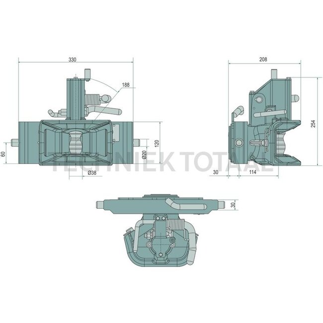 Scharmüller Trekhaak - 777033293221, 3.3293.221-A02, 03.3293.221-A02 | Railbreedte: 330 mm | Vergrendelpen Ø: 20 mm | Geleidebreedte: 30 mm | Koppelingspen: 38 mm | Oplegdruk: 2000 kg | D-waarde: 82,4 kN | Kleur: zwart | Omschrijving: In hoogte verstelbaar met hand