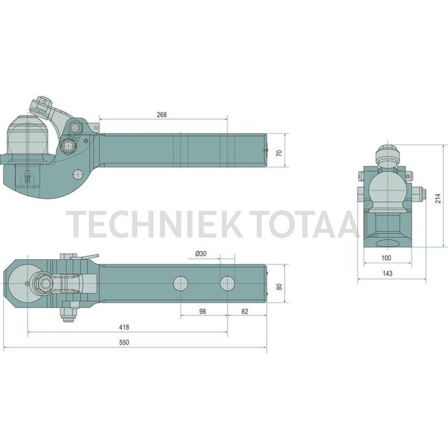 Scharmüller Pick-Up Hitch inzetstuk 80 passend voor Dromone Pick-Up Hitch - 77700429100, 0.429.10.0-A20, 00.429.10.0-A20 | Schacht-dwarsdoorsnede B x H: 80 x 70 mm | Werklengte: 320 mm | D-waarde: 89,3 kN | Gatafstand: 98 mm | Oplegdruk: 3000 kg | Boring: 30,5 mm | L