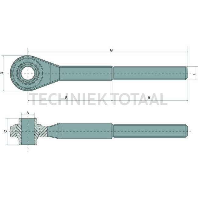 GRANIT Threaded spindle 230¬†mm long - 20000004, AL67292, AL39171, AL18136 | I: 1 1/8" UNC mm | Version: Right-hand thread | A: 25,4 mm | B: 175 mm | C: 51 mm | G: 337 mm | F: 162 mm | Category: 2 / 25.4 | Menke no.: 54297