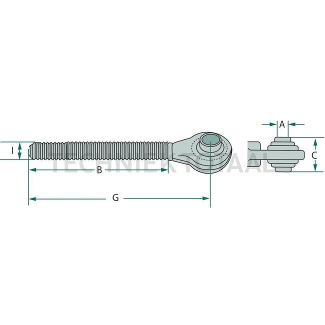 Walterscheid Ball jointed head Cat. 3 - 395307770, F117870050020, 1307770 | I: M30 x 3,5 mm | Version: Left-hand thread | A: 25,4 mm | B: 185 mm | C: 51 mm | G: 270 mm | F: 85 mm | Category: 2 / 25.4
