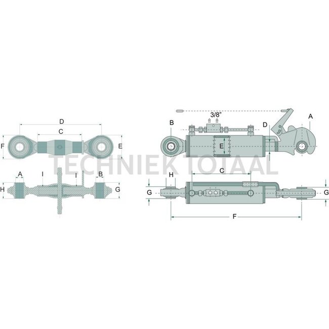GRANIT Mechanischer Oberlenker - 20011610, 6C20011610 | I: M30 x 3,5 mm | A Kat.: 2 / 25,4 | B Kat.: 2 / 25,4 | C: 850 mm | D: 980 / 1230 mm | E: 76 mm | F: 75 mm | G: 51 mm | H: 51 mm | Ausführung: standard | Bauart: Kugelgelenk / Kugelgelenk | Oberlenkertyp: m