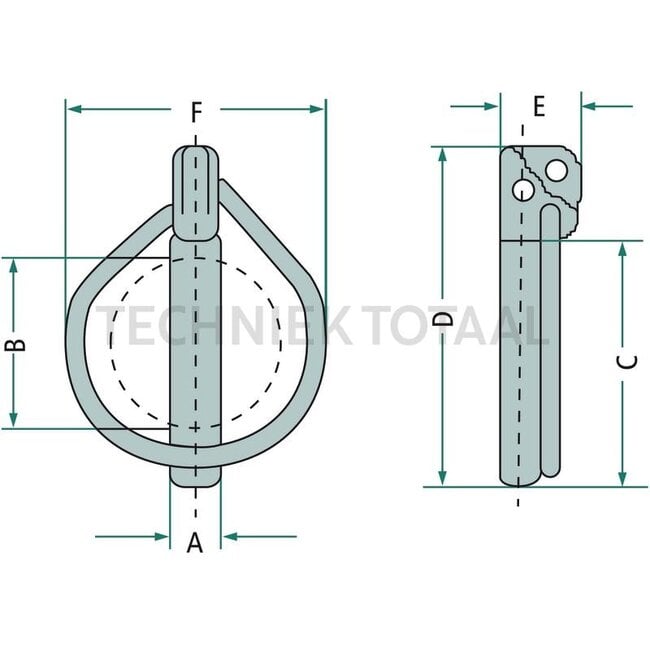 GRANIT DIN-Klappstecker Satz 10 x 65 mm, Ø 9,5 mm - 10 Stück