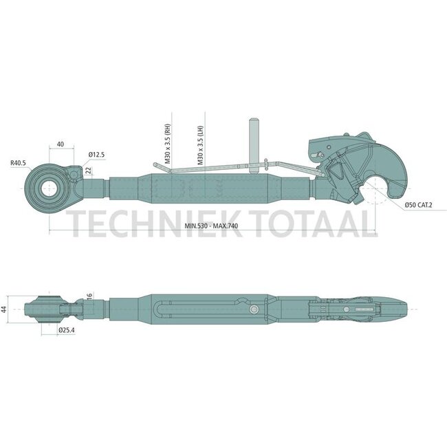 GRANIT Topstang Cat. 2 - 530 / 740 mm