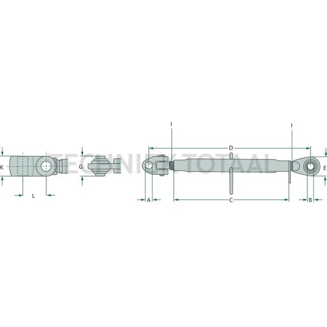 GRANIT Mechanical top link - 200118199 | Top link type: mechanical | Type: Clevis joint/ball joint | A cat.: 2 / 25,4 | B cat.: 2 / 25,4 | D: 700 / 1000 mm | C: 520 mm | I: M36 x 3 mm | E: 96 mm | K: 51 mm | G: 51 mm | Version: Extra heavy-duty version | L: 63 m
