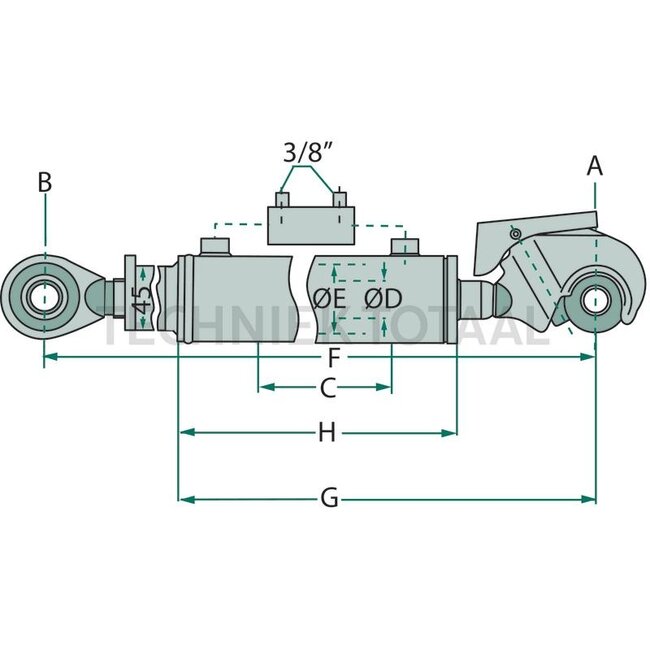 GRANIT Hydraulischer Oberlenker Sperrblock oben - 20000159, 3PHHGSA240-3-25 | A Kat.: 3 / 32 | B Kat.: 2 / 25,4 | F: 645 / 885 mm | Kolbenstangen-Ø D: 50 mm | Zylinder-Ø innen E: 90 mm | Sperrblock: oben | Hubkraft: 12 t | Zugkraft: 9 t | Verstellbar: Nein | Hub