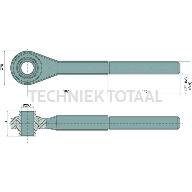 GRANIT Draadspindel - 20012183, AL67292, AL18136, 12183, AL39171 | I: M27 x 3 mm | Uitvoering: rechtse draad | A: 25,4 mm | B: 175 mm | C: 51 mm | G: 337 mm | D: 66 mm | F: 162 mm | Categorie: 2 / 25,4