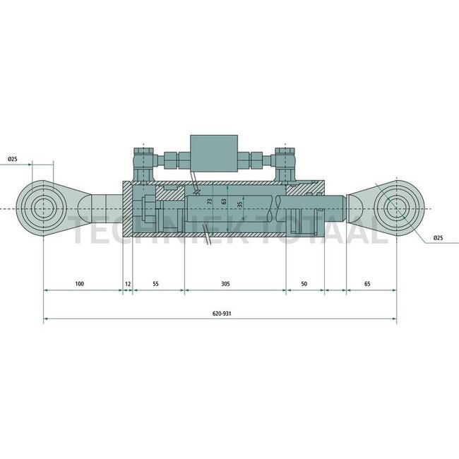 GRANIT Hydraulischer Oberlenker Kat. 2/2, 620 - 931 mm, Hub 311 mm, Ø 63 mm | 8V16S2000, 6020000214, 211508