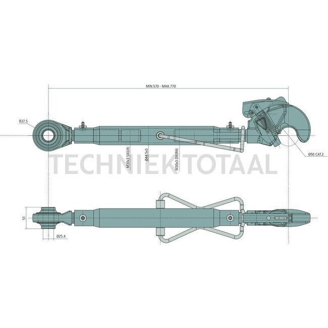 GRANIT Mechanische topstang Cat. 2 - 570 / 770 mm