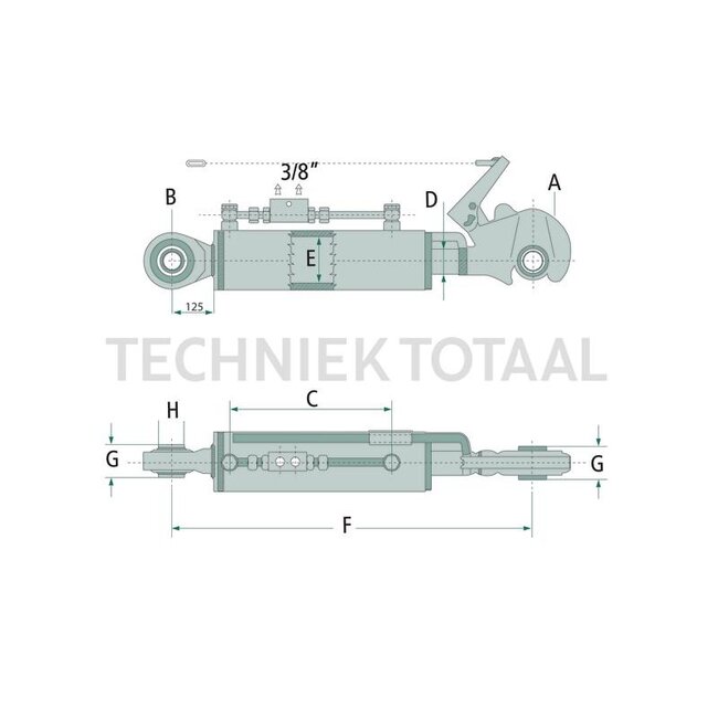 GRANIT Hydraulische topstang Cat. 2 - 470 / 613 mm