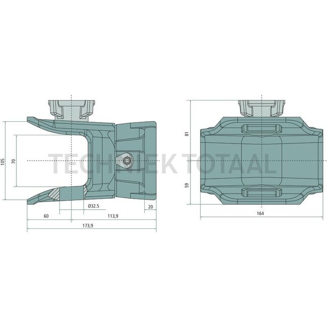 ROCKINGER Flenskoppeling met handkoppelingspen - 787810B50505, RO810B50505 | Vergrendeling: Pen handmatig | Koppelingspen: 31,5 mm | Gatenpatroon: 160 x 100 mm | Boring: M21 mm | Oplegdruk: 2000 kg | D-waarde: 89,3 kN | Kleur: zwart | Aantal gaten: 4 | Omschrijving