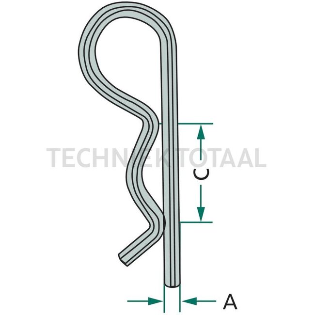 R-clip set 5 pieces 4 mm galvanised single curve