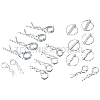 Klapp- und Federstecker-Satz Doppelt gebogen 6; 8; 10 mm, 3; 4; 5 mm