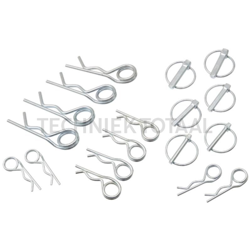 Borgpennen en -veren set dubbel gebogen 6; 8; 10 mm, 3; 4; 5 mm