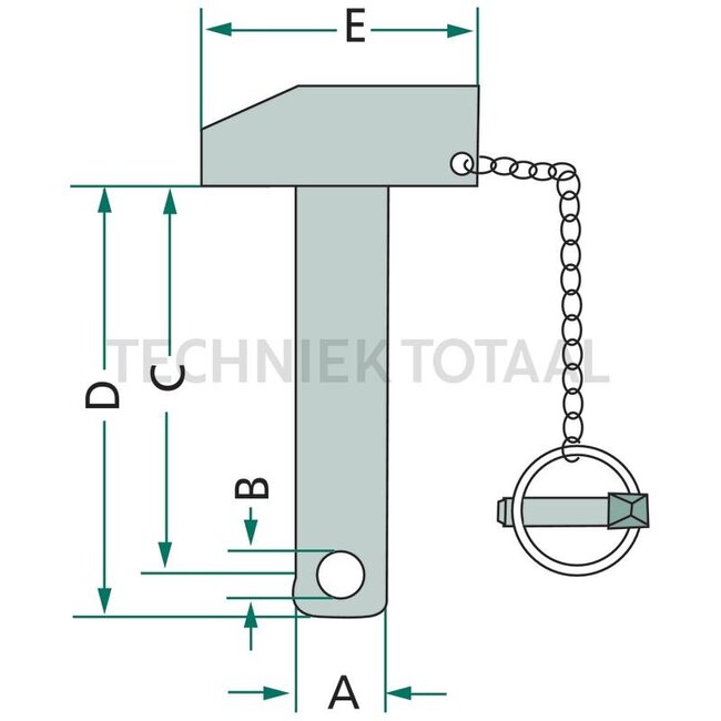 GRANIT Oberlenkerbolzen Kat. 2 - 20012843 | Ausführung: mit Kette | Kategorie: 2 | A: 25 mm | B: 12 mm | C: 110 mm | D: 125 mm | E: 75 mm