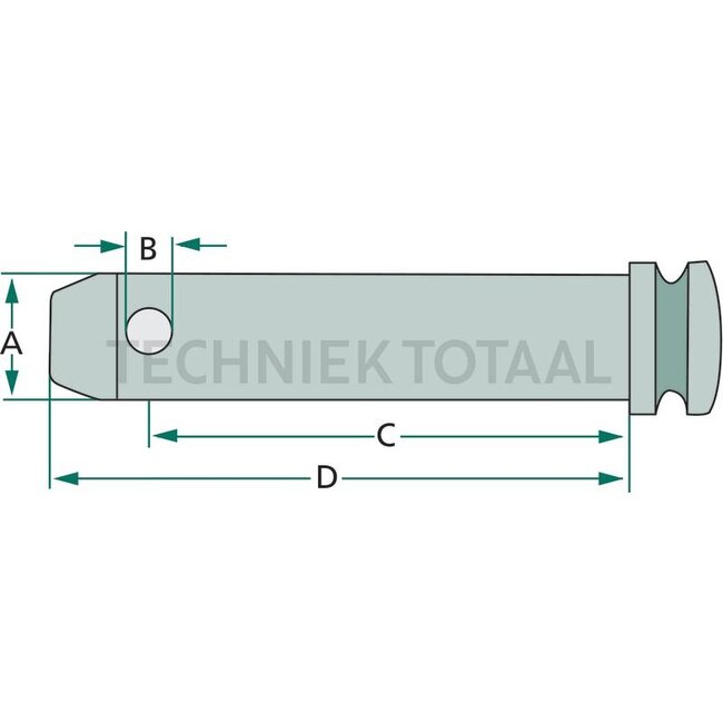 GRANIT Oberlenkerbolzen Kat. 3 - 12053750 | Ausführung: einseitig gebohrt, ohne Kette | Kategorie: 3 | A: 32 mm | B: 12 mm | C: 125 mm | D: 163 mm