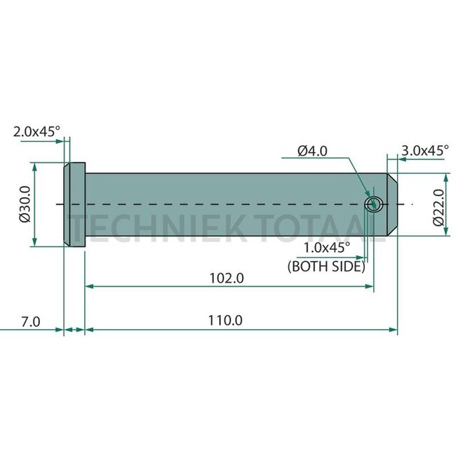GRANIT Unterlenkerbolzen - 20000208, 213479, 8V16S0600, 6020000208 | Ausführung: universal, ohne Kette | Kategorie: 1 | A: 22 mm | B: 4 mm | C: 102 mm | D: 117 mm