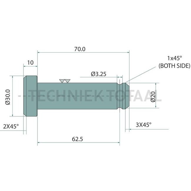 GRANIT Top link pins 20 x 80 mm, special version, without chain - 211506, 8V16L1500, 6020000202