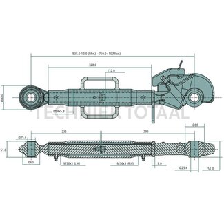 GRANIT Mechanischer Oberlenker Kat. 2, 535 - 750 mm, M36 x 3